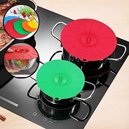 Lot de 5 couvercles de protection en silicone pour aliments frais, réutilisables, pour mettre sous vide facilement, micro-ondes, casseroles.