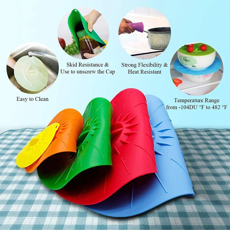 Lot de 5 couvercles de protection en silicone pour aliments frais, réutilisables, pour mettre sous vide facilement, micro-ondes, casseroles.