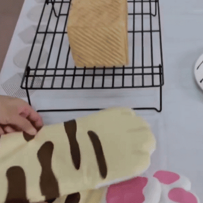 Gants longs isolants en coton pour four et micro-ondes, forme pattes de chat, antidérapants.