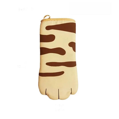 Gants longs isolants en coton pour four et micro-ondes, forme pattes de chat, antidérapants.