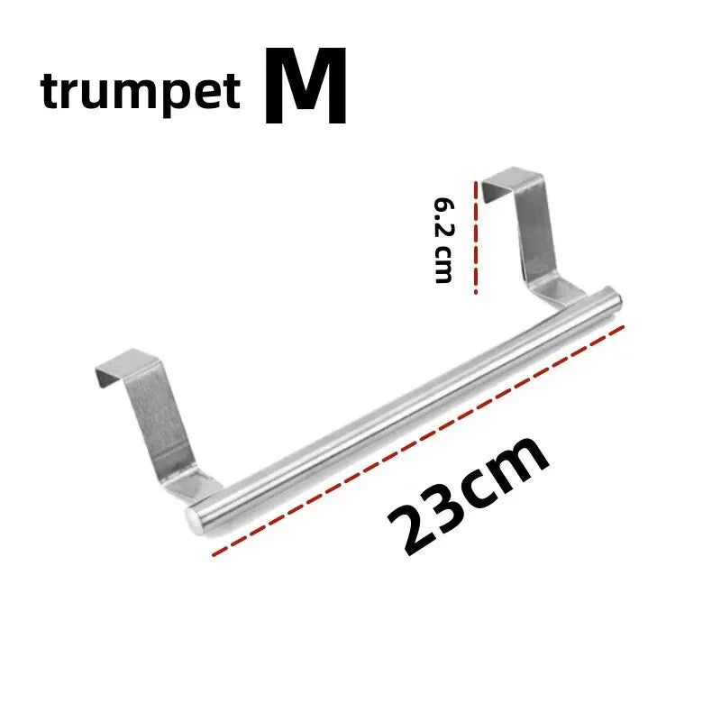 Porte-serviettes ou torchons,  support suspendu en acier inoxydable pour porte d'armoire de cuisine ou de salle de bain.