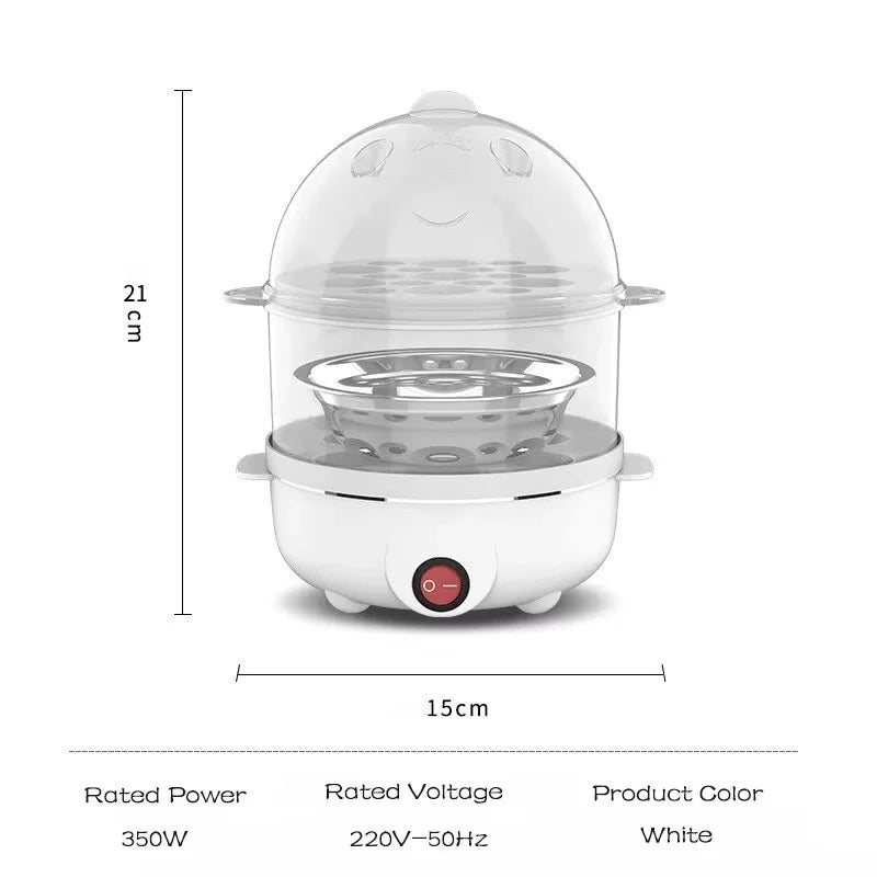 Cuiseur à œufs électrique multifonction 220 V, double couche, Mini cuiseur à vapeur Pocheuse, Cuisson pour à petit-déjeuner