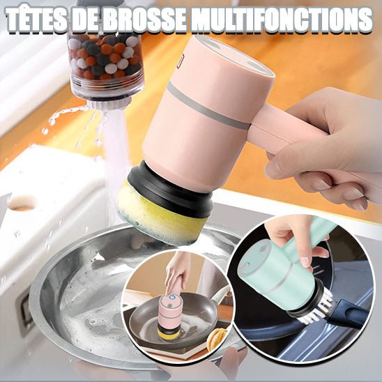 Brosse de nettoyage électrique 4 en 1, brosse de nettoyage multifonctionnelle, brosse de nettoyage automatique pour la maison, chargement USB, cuisine, salle de bain. - Macuisinepourtous