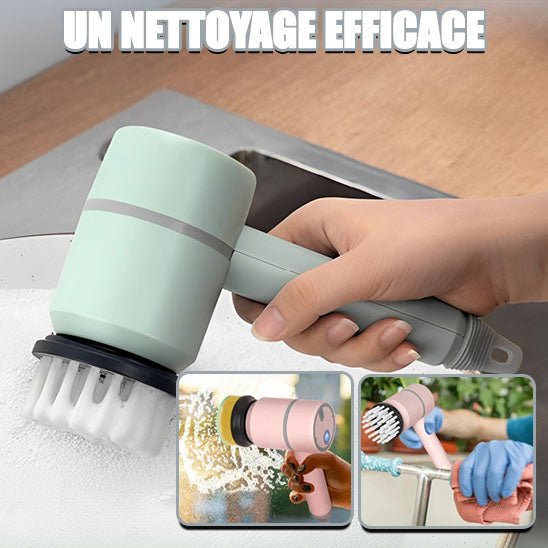 Brosse de nettoyage électrique 4 en 1, brosse de nettoyage multifonctionnelle, brosse de nettoyage automatique pour la maison, chargement USB, cuisine, salle de bain. - Macuisinepourtous