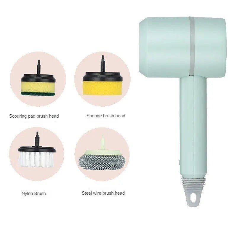 Brosse de nettoyage électrique 4 en 1, brosse de nettoyage multifonctionnelle, brosse de nettoyage automatique pour la maison, chargement USB, cuisine, salle de bain. - Macuisinepourtous