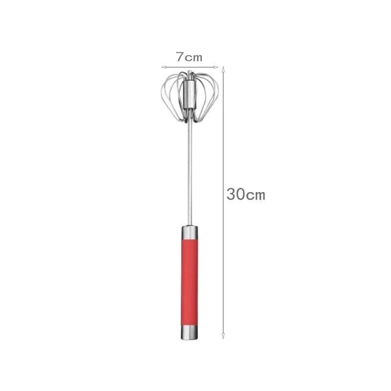 Fouet à œufs semi - automatique à pression manuelle Accessoires de cuisine en acier inoxydable Outils Ustensiles à crème à rotation automatique Fouet Mélangeur manuel - Macuisinepourtous