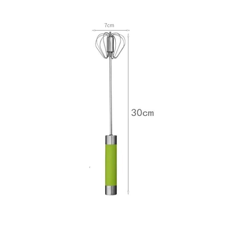 Fouet à œufs semi - automatique à pression manuelle Accessoires de cuisine en acier inoxydable Outils Ustensiles à crème à rotation automatique Fouet Mélangeur manuel - Macuisinepourtous