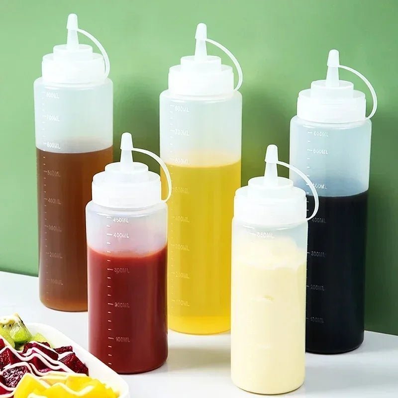 Grands flacons à condiments, compressibles, avec buses. Distributeur de sauces. Gadget de cuisine - Macuisinepourtous