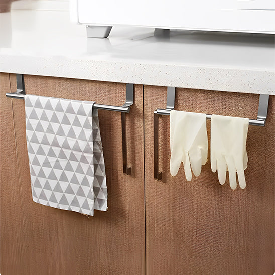 Porte-serviettes ou torchons,  support suspendu en acier inoxydable pour porte d'armoire de cuisine ou de salle de bain.