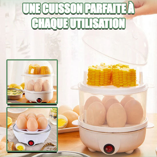 Cuiseur à œufs électrique multifonction 220 V, double couche, Mini cuiseur à vapeur Pocheuse, Cuisson pour à petit-déjeuner