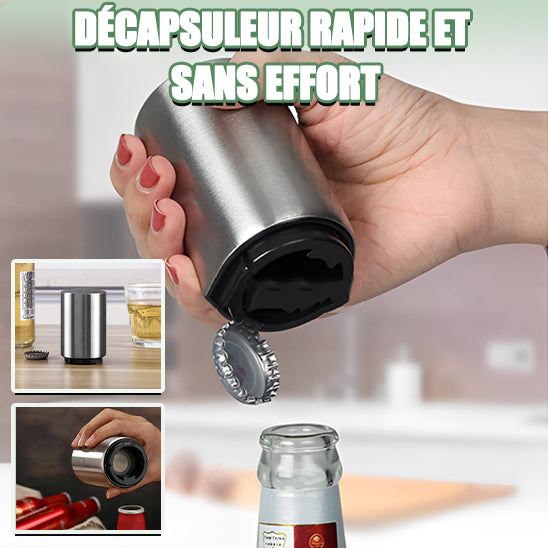 Ouvre-bouteille décapsuleur automatique, en acier inoxydable, magnétique, à pression.