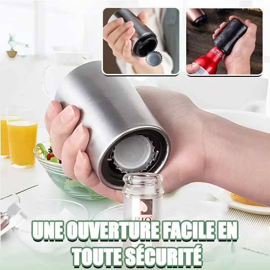 Ouvre-bouteille décapsuleur automatique, en acier inoxydable, magnétique, à pression.