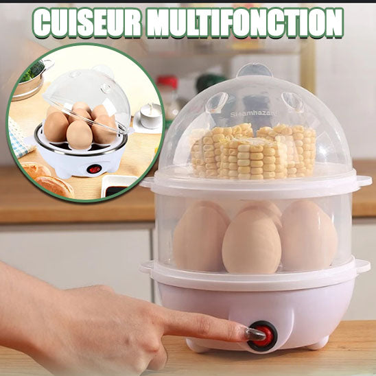 Cuiseur à œufs électrique multifonction 220 V, double couche, Mini cuiseur à vapeur Pocheuse, Cuisson pour à petit-déjeuner