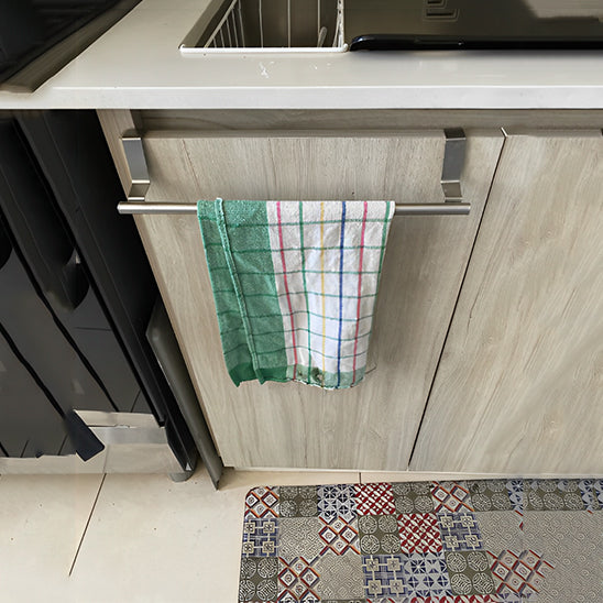 Porte-serviettes ou torchons,  support suspendu en acier inoxydable pour porte d'armoire de cuisine ou de salle de bain.