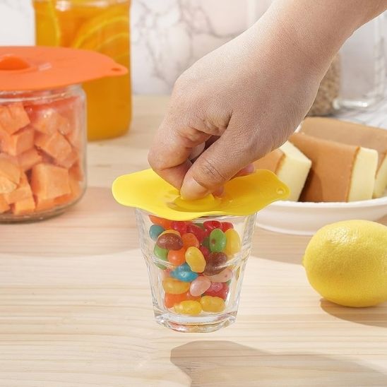 Lot de 5 couvercles de protection en silicone pour aliments frais, réutilisables, pour mettre sous vide facilement, micro-ondes, casseroles.